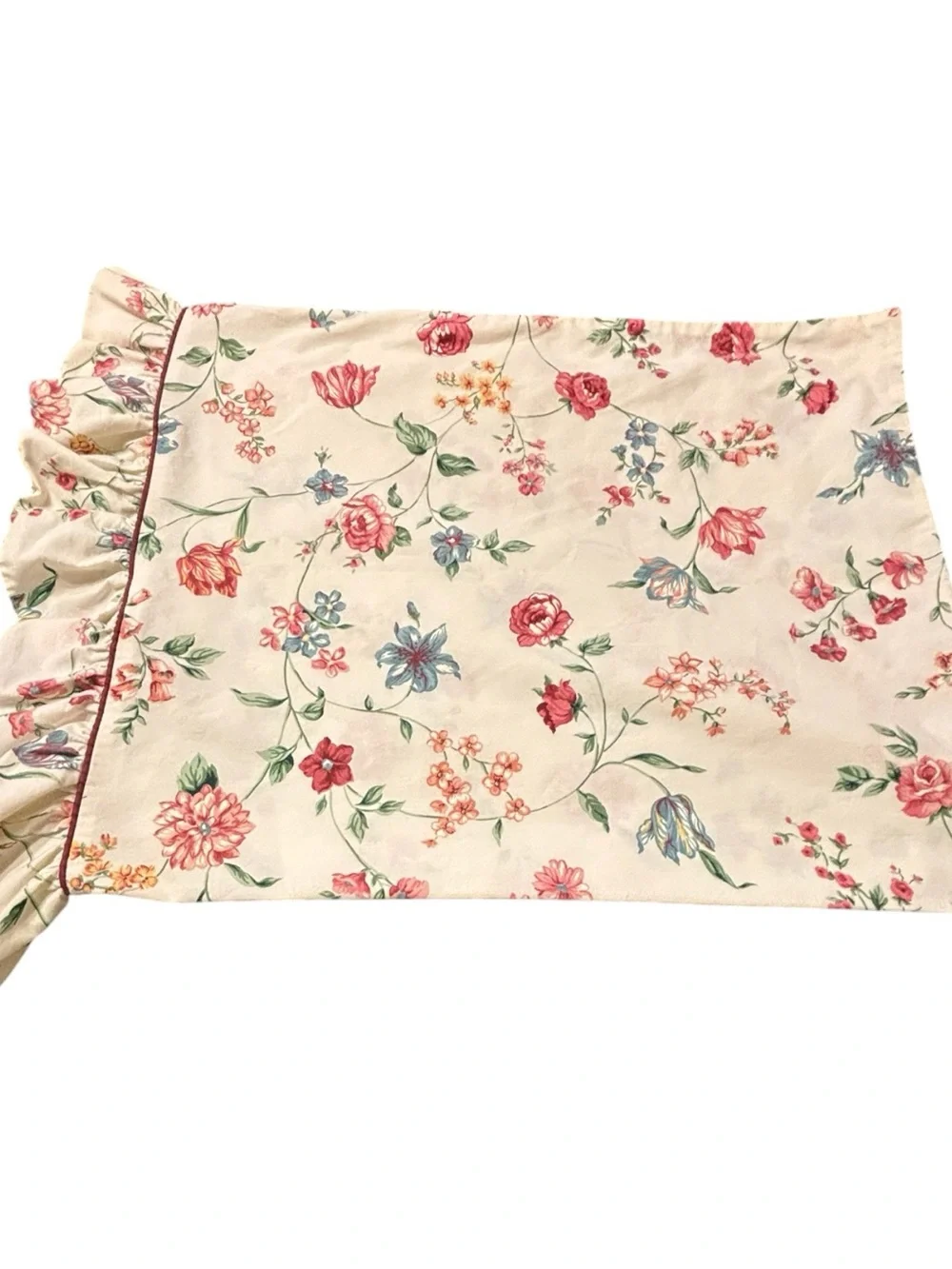 Vint Croscill Ruffle Floral “Iris” Standard Pillowcase Pink Tulip Morning Glory